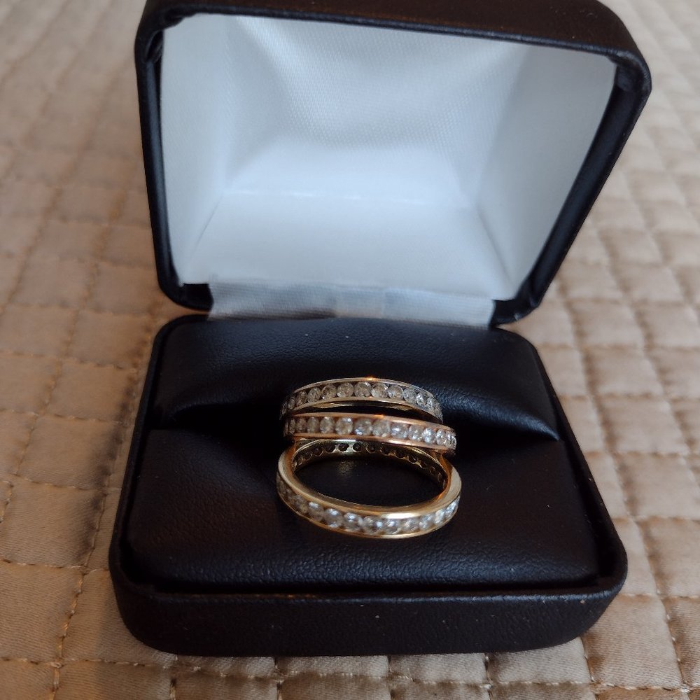 Channel Set Diamond Eternity Three Ring Set